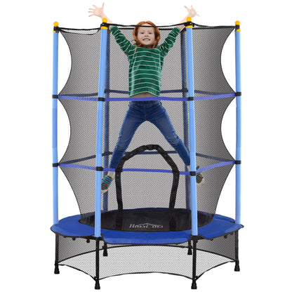 Kids Trampoline Ø140 cm, Trampoline with Safety Net, Edge Cover, Garden Trampoline for Children 3-10 Years, Up to 50 kg, Blue