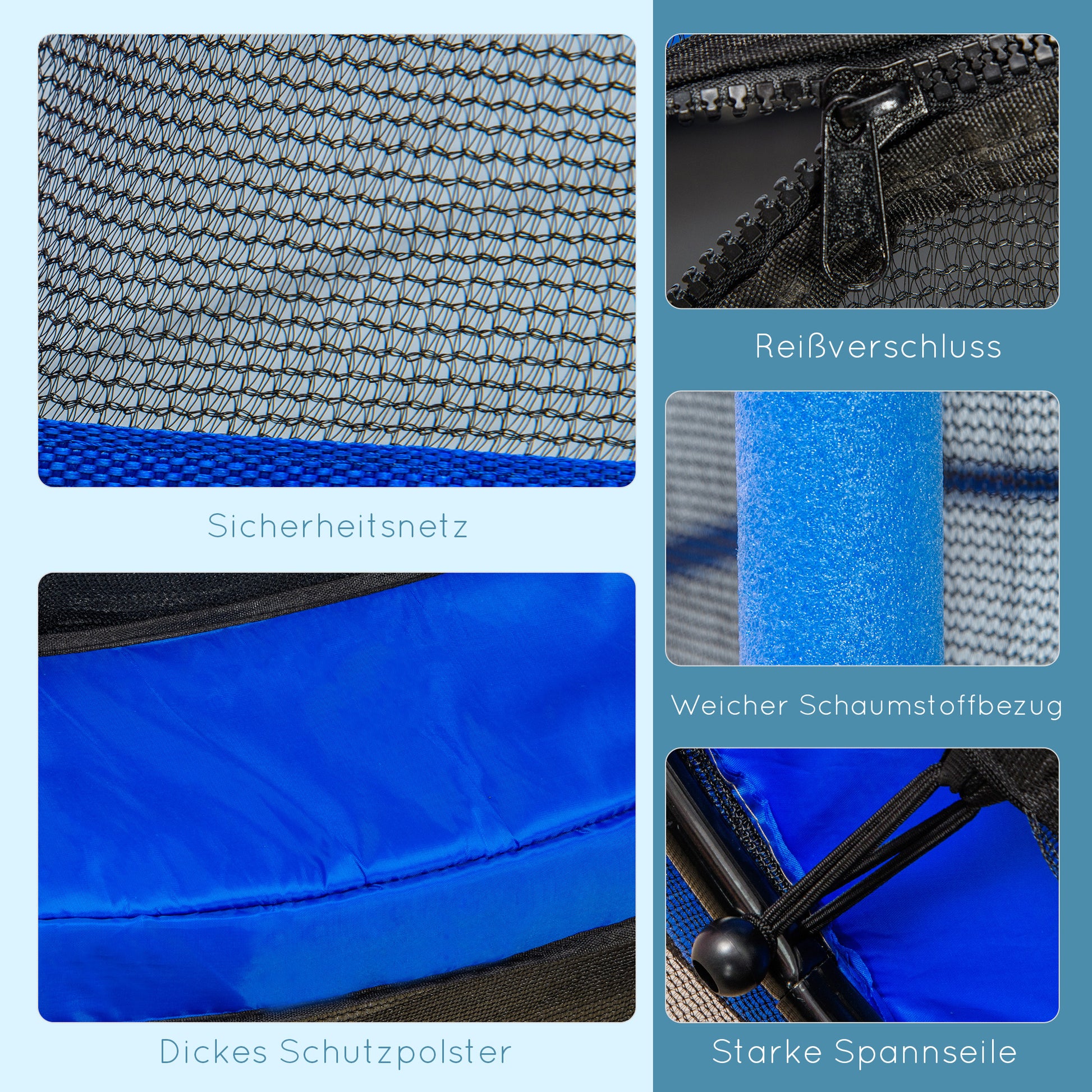 Kids Trampoline Ø140 cm, Trampoline with Safety Net, Edge Cover, Garden Trampoline for Children 3-10 Years, Up to 50 kg, Blue