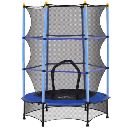 Kids Trampoline Ø140 cm, Trampoline with Safety Net, Edge Cover, Garden Trampoline for Children 3-10 Years, Up to 50 kg, Blue