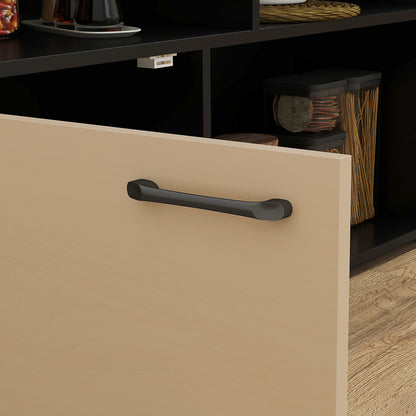 Bar Table with Bar Stool Set, Bar Table Set for 2 Persons, Dining Table with Folding Tabletop, Cabinet, 2 Chairs, Footrest, Modern Counter Table for Dining Room, Oak