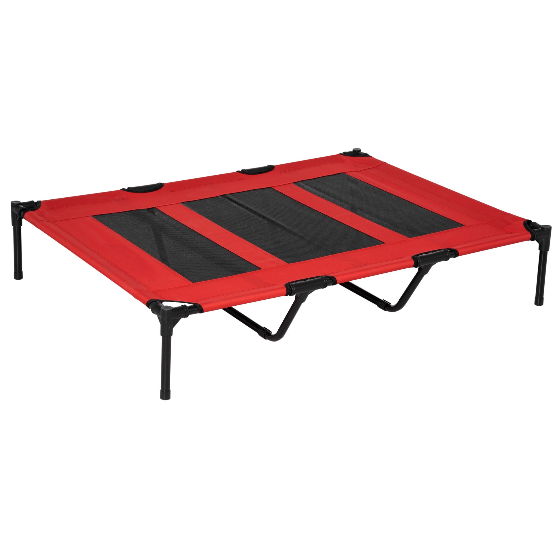 Outdoor Dog Bed, Elevated Pet Bed for Large Dogs, Cooling Pet Cot with Washable Mesh & Sturdy Metal Frame, Pet Bed for Travel Garden & Outdoor, 122 x 92 x 23 cm, Red