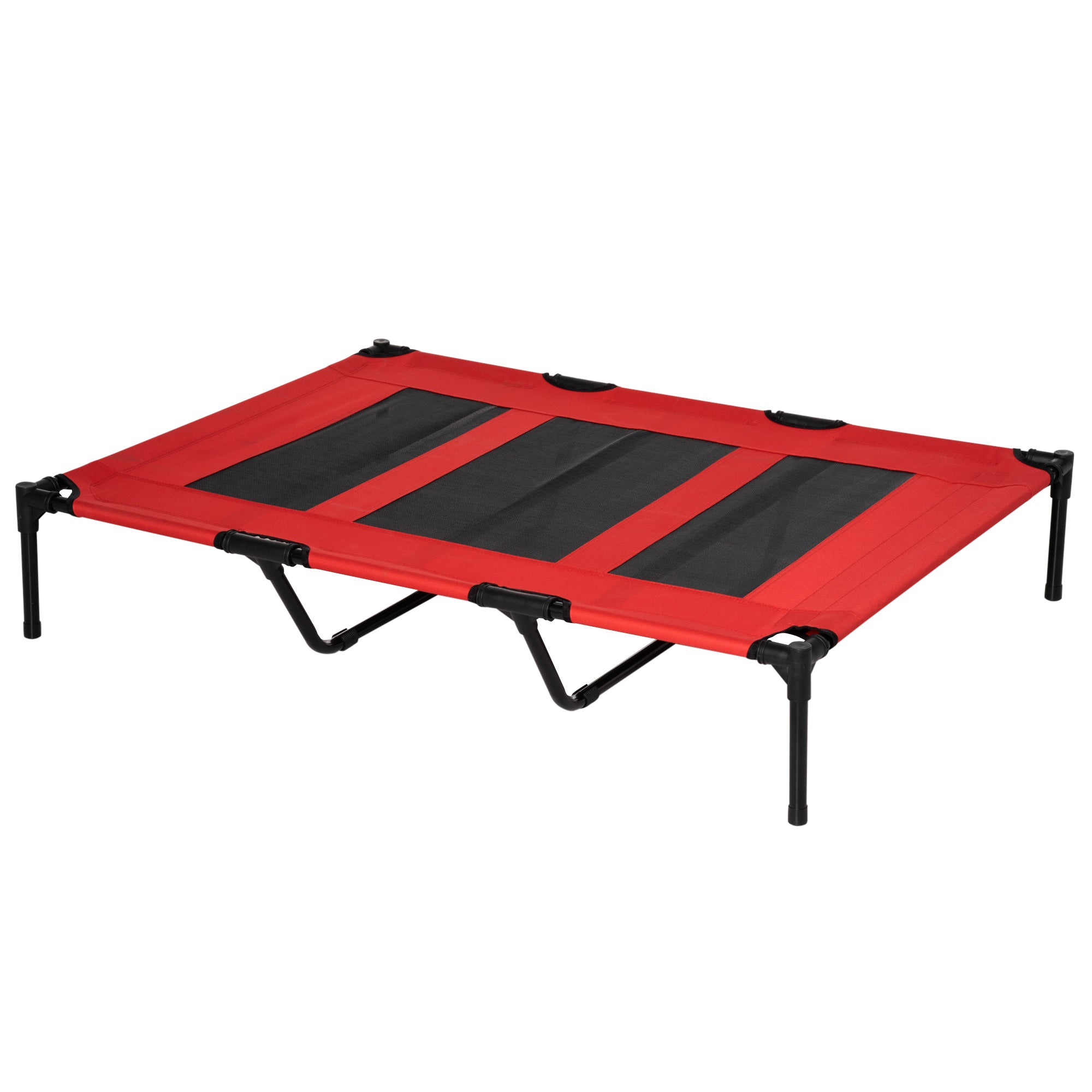Outdoor Dog Bed, Elevated Pet Bed for Large Dogs, Cooling Pet Cot with Washable Mesh & Sturdy Metal Frame, Pet Bed for Travel Garden & Outdoor, 122 x 92 x 23 cm, Red