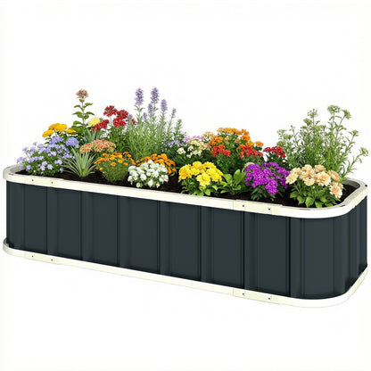 Raised Steel Garden Bed with Snap Locks, Folded-Edge Planter for Herbs, Flowers & Veggies — 53.5 x 20.5 x 12.2 in (136 x 52 x 31 cm)