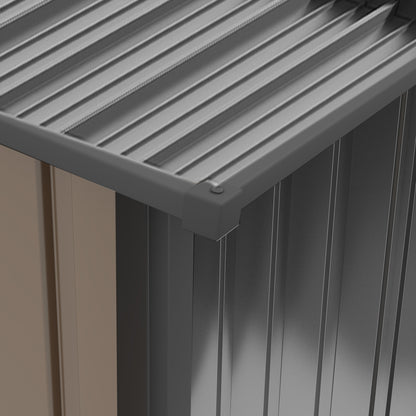 Metal Tool Shed 1.6m³ 100x103x160cm Garden Shed with Pent Roof Lockable Door Weatherproof Outdoor Storage Cabinet for Garden Yard, Brown