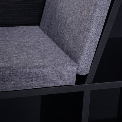 Contemporary Design 2-in-1 Bookshelf Bench with 6 Compartments and 3 Cushions 102L x 30W x 61H cm Black Gray