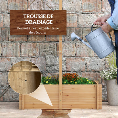 Planter with Trellis, Flower Box with Liner, Raised Wooden Planter for Climbing Plants, Vegetables - 100 x 60 x 150 cm Natural