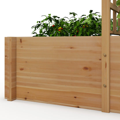 Planter with Trellis, Flower Box with Liner, Raised Wooden Planter for Climbing Plants, Vegetables - 100 x 60 x 150 cm Natural