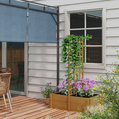 Planter with Trellis, Flower Box with Liner, Raised Wooden Planter for Climbing Plants, Vegetables - 100 x 60 x 150 cm Natural
