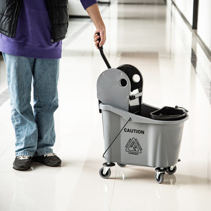 Cleaning Cart 36 Liter Bucket Mop Bucket Mop Cart with Wringer, Gray, 54 x 41 x 91.5 cm