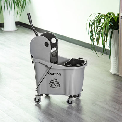 Cleaning Cart 36 Liter Bucket Mop Bucket Mop Cart with Wringer, Gray, 54 x 41 x 91.5 cm