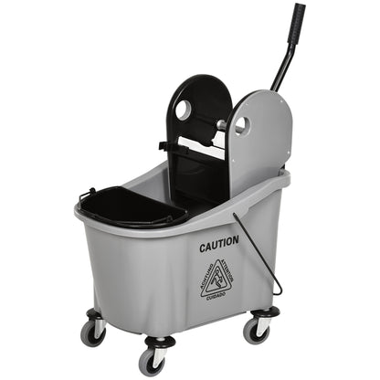 Cleaning Cart 36 Liter Bucket Mop Bucket Mop Cart with Wringer, Gray, 54 x 41 x 91.5 cm