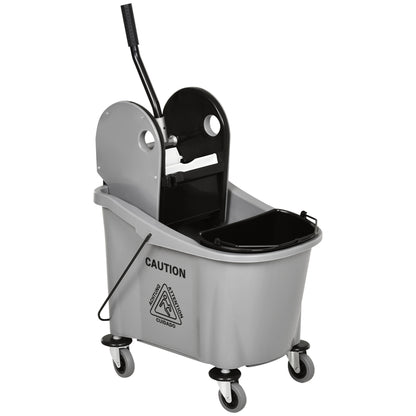 Cleaning Cart 36 Liter Bucket Mop Bucket Mop Cart with Wringer, Gray, 54 x 41 x 91.5 cm