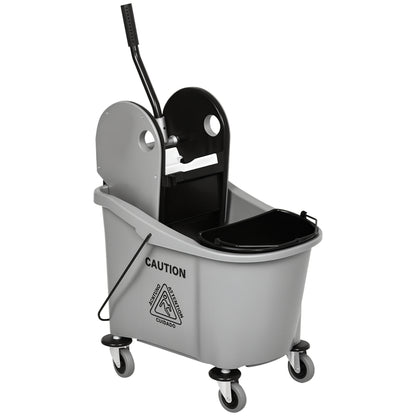 Cleaning Cart 36 Liter Bucket Mop Bucket Mop Cart with Wringer, Gray, 54 x 41 x 91.5 cm