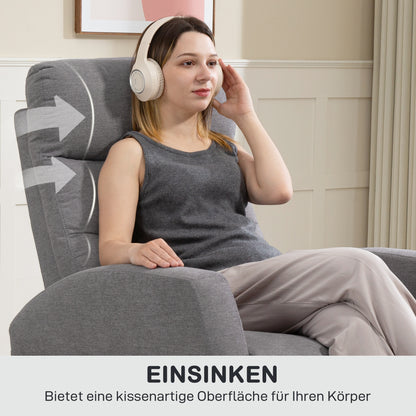 Recliner Chair, TV Armchair with Reclining Function, Padded TV Chair with Footrest, Linen Look Relax Chair for Living Room, Bedroom up to 150 kg, Dark Grey