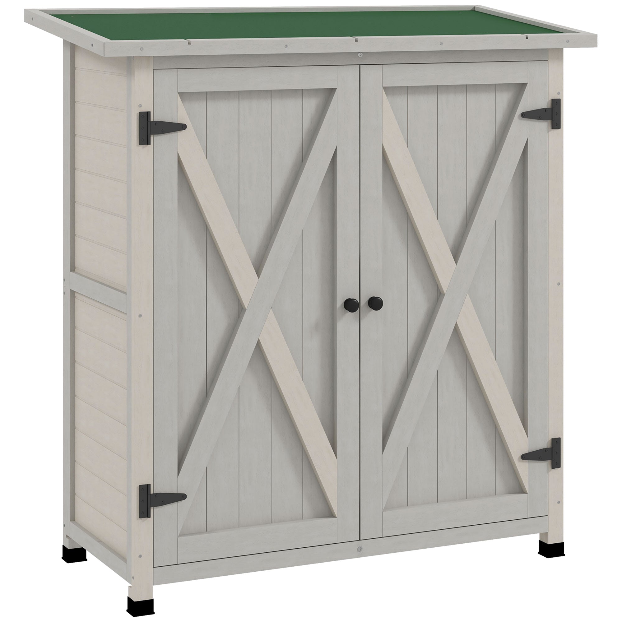 Wooden Garden Cabinet, Weatherproof Tool Shed 110 x 55 x 117 cm, Garden House with Door, Pent Roof, Shelves, Tool Cabinet, Garden Tool Shed for Garden Terrace Light grey