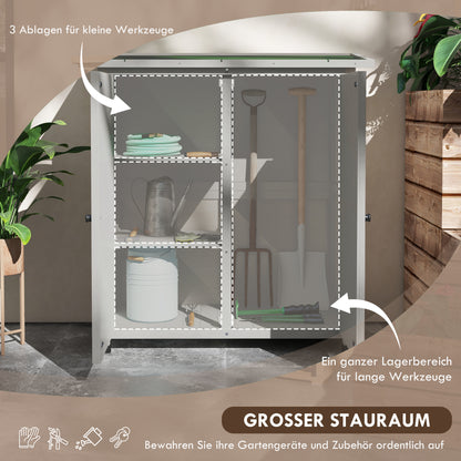 Wooden Garden Cabinet, Weatherproof Tool Shed 110 x 55 x 117 cm, Garden House with Door, Pent Roof, Shelves, Tool Cabinet, Garden Tool Shed for Garden Terrace Light grey