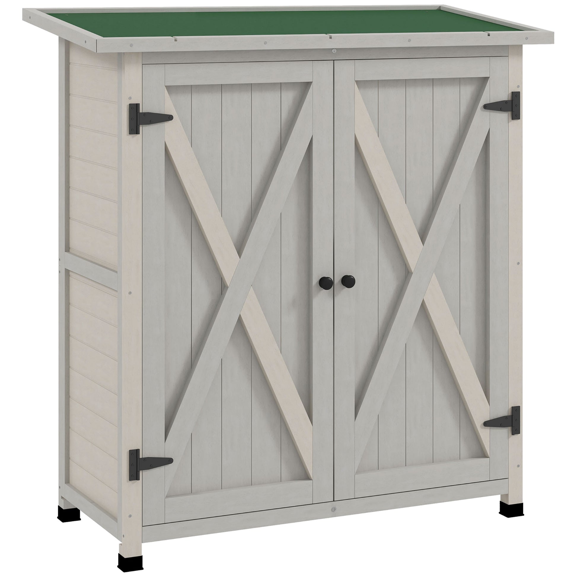 Wooden Garden Cabinet, Weatherproof Tool Shed 110 x 55 x 117 cm, Garden House with Door, Pent Roof, Shelves, Tool Cabinet, Garden Tool Shed for Garden Terrace Light grey
