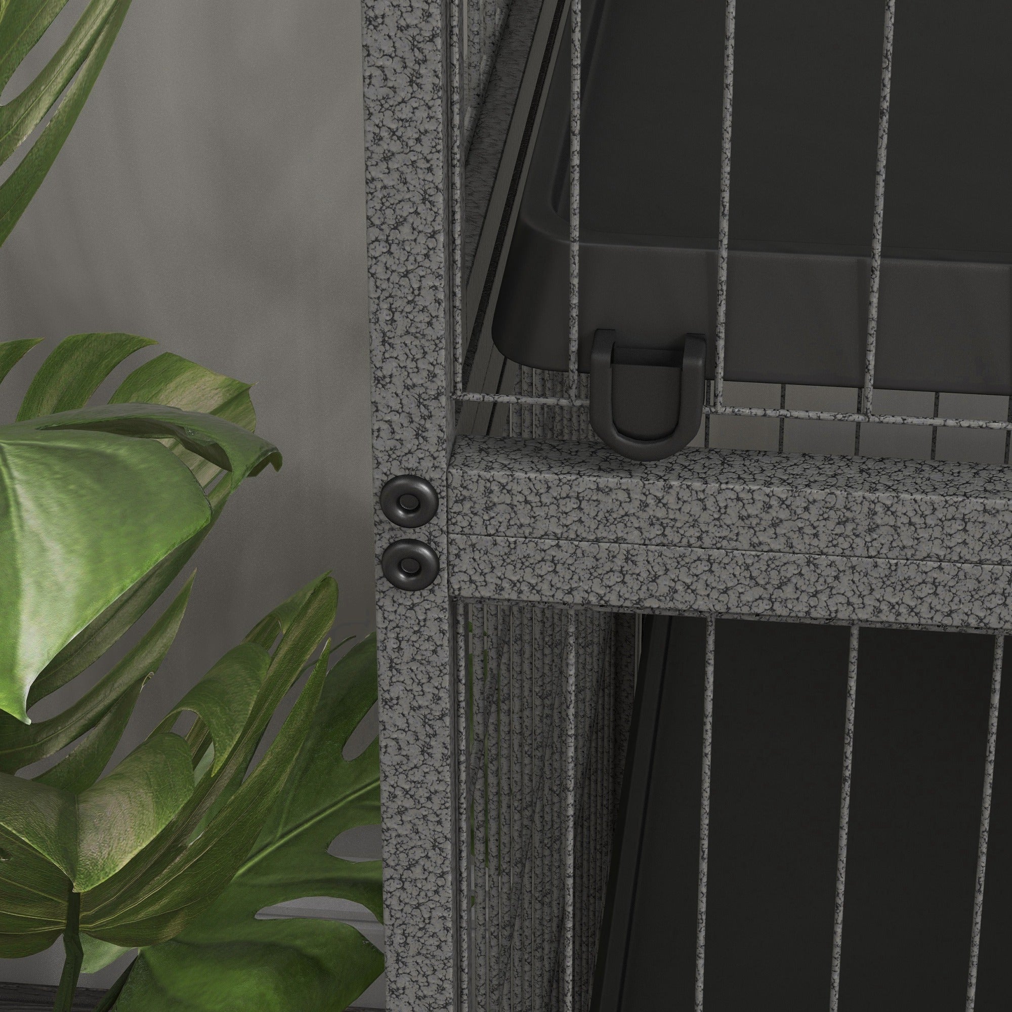 Outdoor Small Animal Cage with Pull-Out Tray, Hammock, Ramps, Wheels Small Pet Cage Enclosure for Small Animals, Squirrels, Chinchillas, 80 x 52 x 128 cm Gray