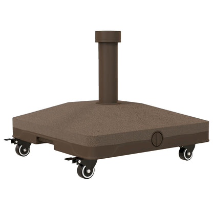 Square Parasol Base Weight Stand with 4 Wheels 45L x 45W x 39H cm HDPE Brown