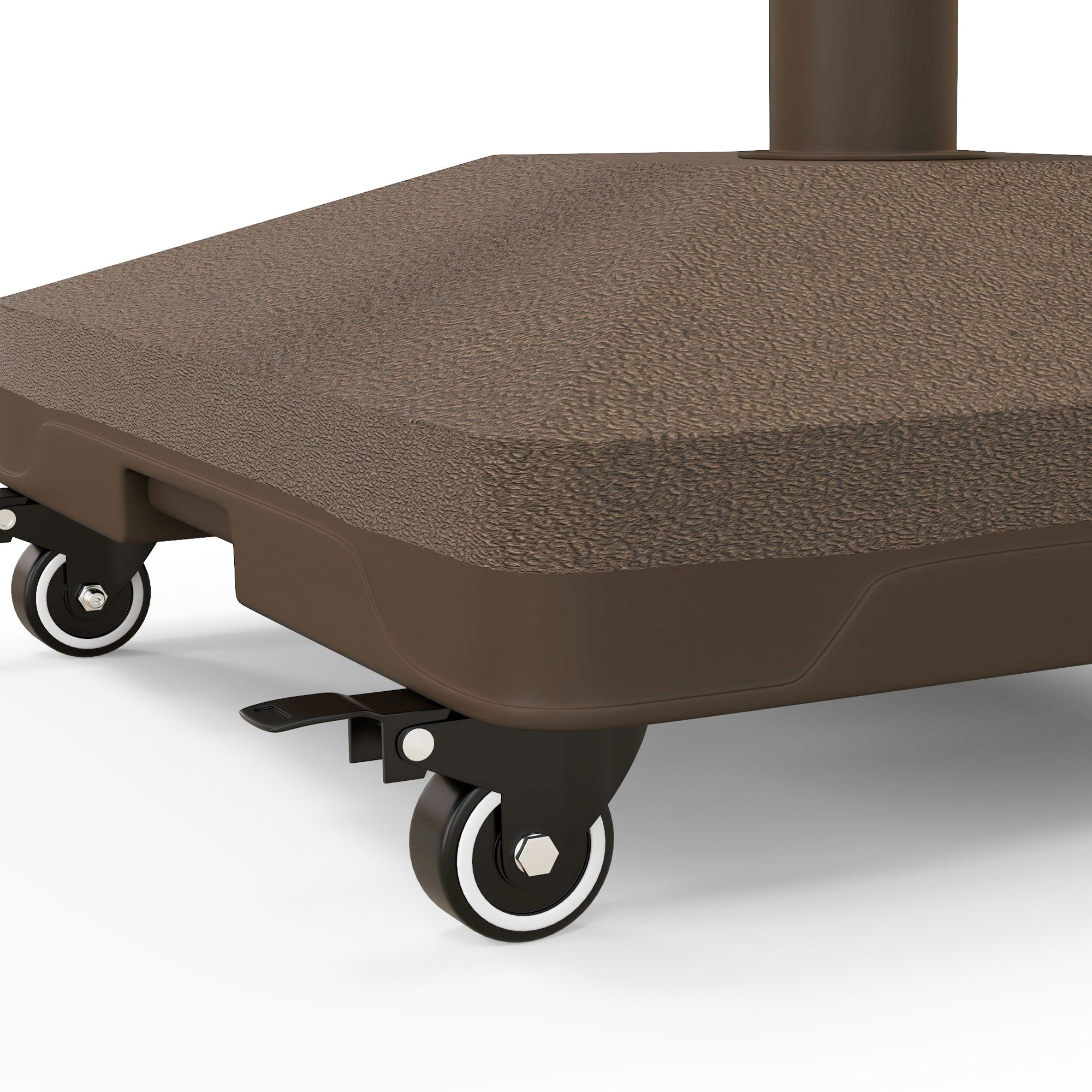 Square Parasol Base Weight Stand with 4 Wheels 45L x 45W x 39H cm HDPE Brown