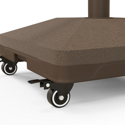 Square Parasol Base Weight Stand with 4 Wheels 45L x 45W x 39H cm HDPE Brown