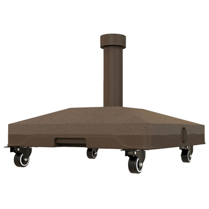 Square Parasol Base Weight Stand with 4 Wheels 45L x 45W x 39H cm HDPE Brown