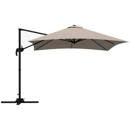 Square Offset Umbrella Tilt 360° Swivel Crank Base - aluminum dimensions 3L x 3W x 2.6H m beige