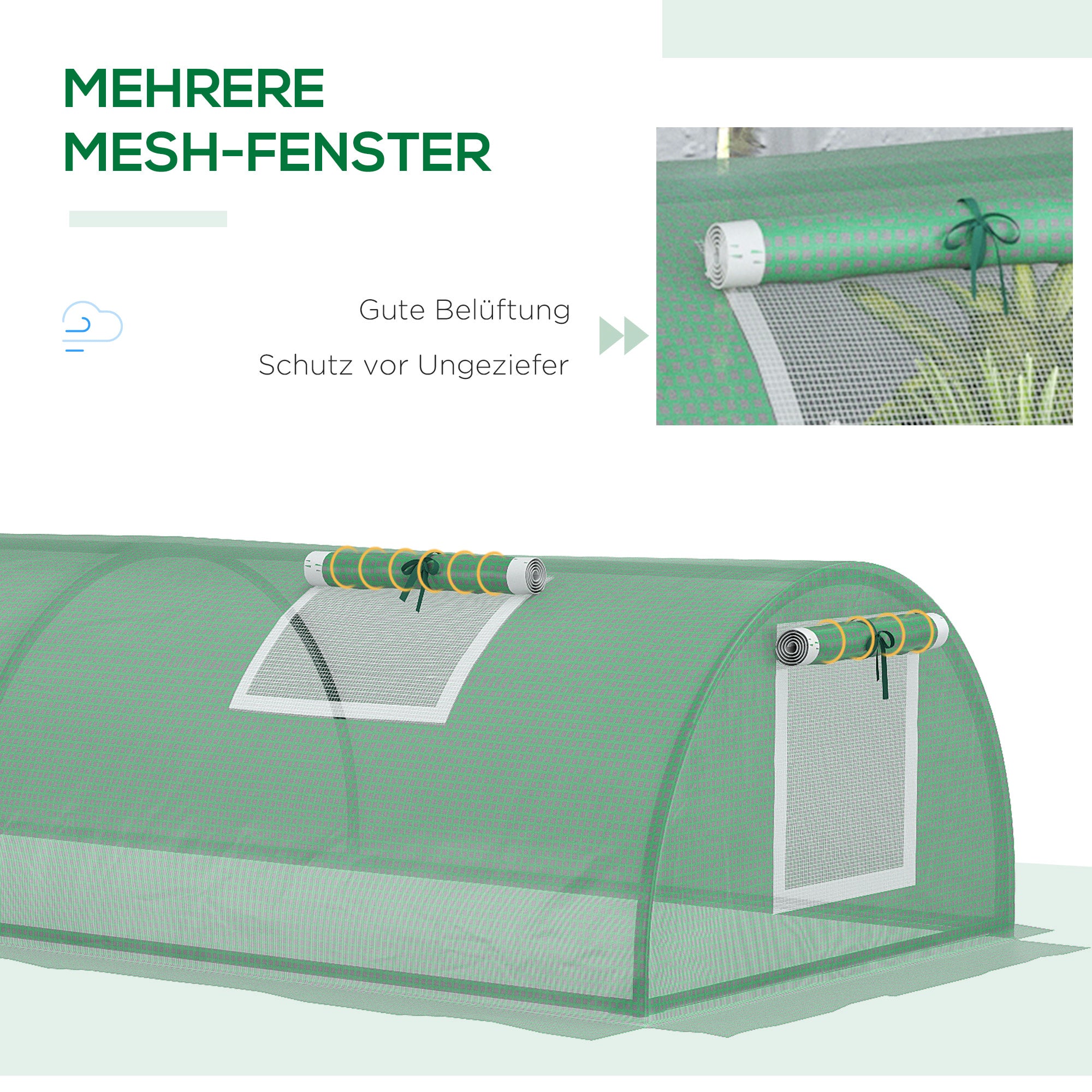 Greenhouse with Roll-Up Window Dome, Winterproof Steel Frame Greenhouse Water-Resistant Garden Greenhouse for Balcony Tomato House with UV Protection 200x80x45cm Tomato Greenhouse for Vegetables, Green