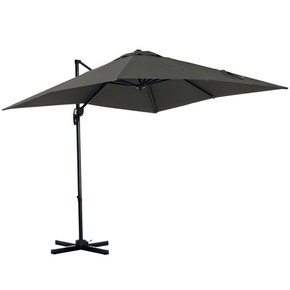 Sun Umbrella 245 x 245 cm Garden Umbrella Cantilever Umbrella with Crank Mechanism Rotatable Crank Umbrella Adjustable Roma Umbrella Gray