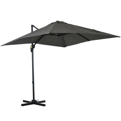 Sun Umbrella 245 x 245 cm Garden Umbrella Cantilever Umbrella with Crank Mechanism Rotatable Crank Umbrella Adjustable Roma Umbrella Gray