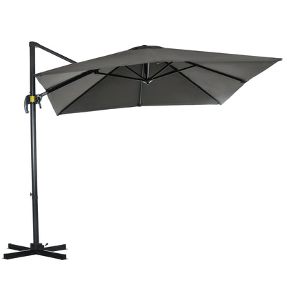 Sun Umbrella 245 x 245 cm Garden Umbrella Cantilever Umbrella with Crank Mechanism Rotatable Crank Umbrella Adjustable Roma Umbrella Gray