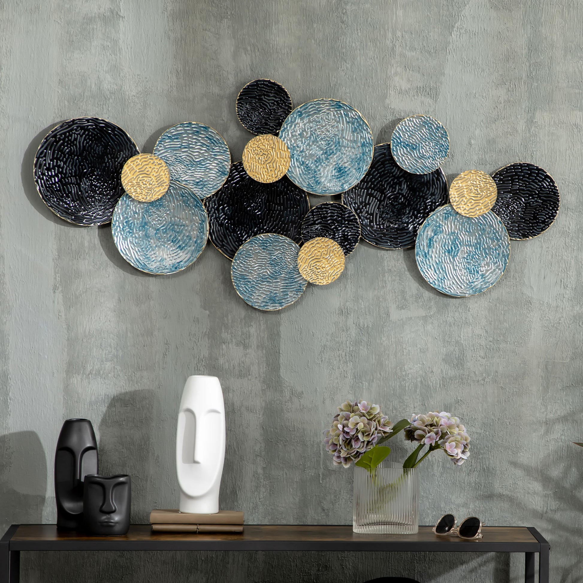 3D Wall Art Metal Wall Ornament Wall Decor Sculpture Living Room Art for Bedroom Dining Room Modern 121 x 53 cm