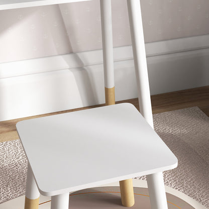 Girls Dressing Table with Stool Children's Makeup Dresser for Girls 3+ Years with Safety Mirror Simple White Design