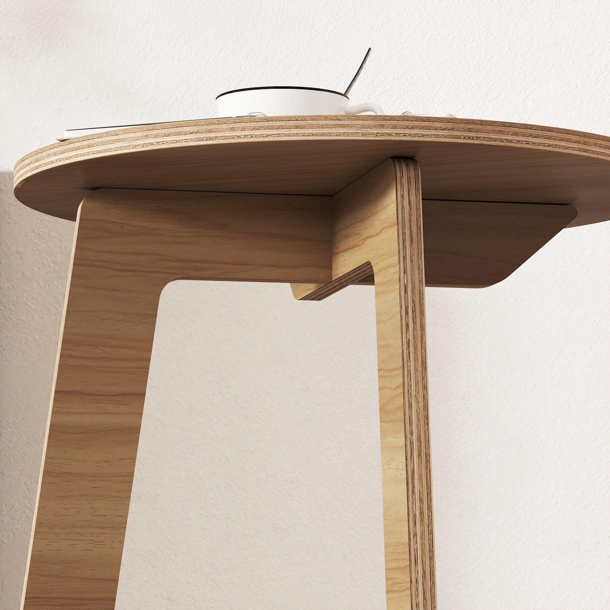 C-Shaped Side Table, Round Accent Table, Quick Assembly, for Small Spaces, Living Room & Bedroom, Natural