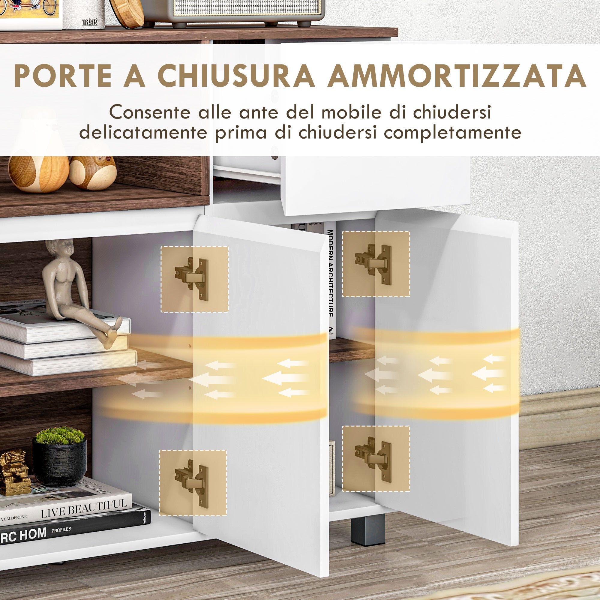 Modern Wooden Kitchen Sideboard with Cabinets, Drawer, and Open Compartment, Multi-Purpose Mobile Unit for Kitchen and Living Room, 105x39x83cm, White