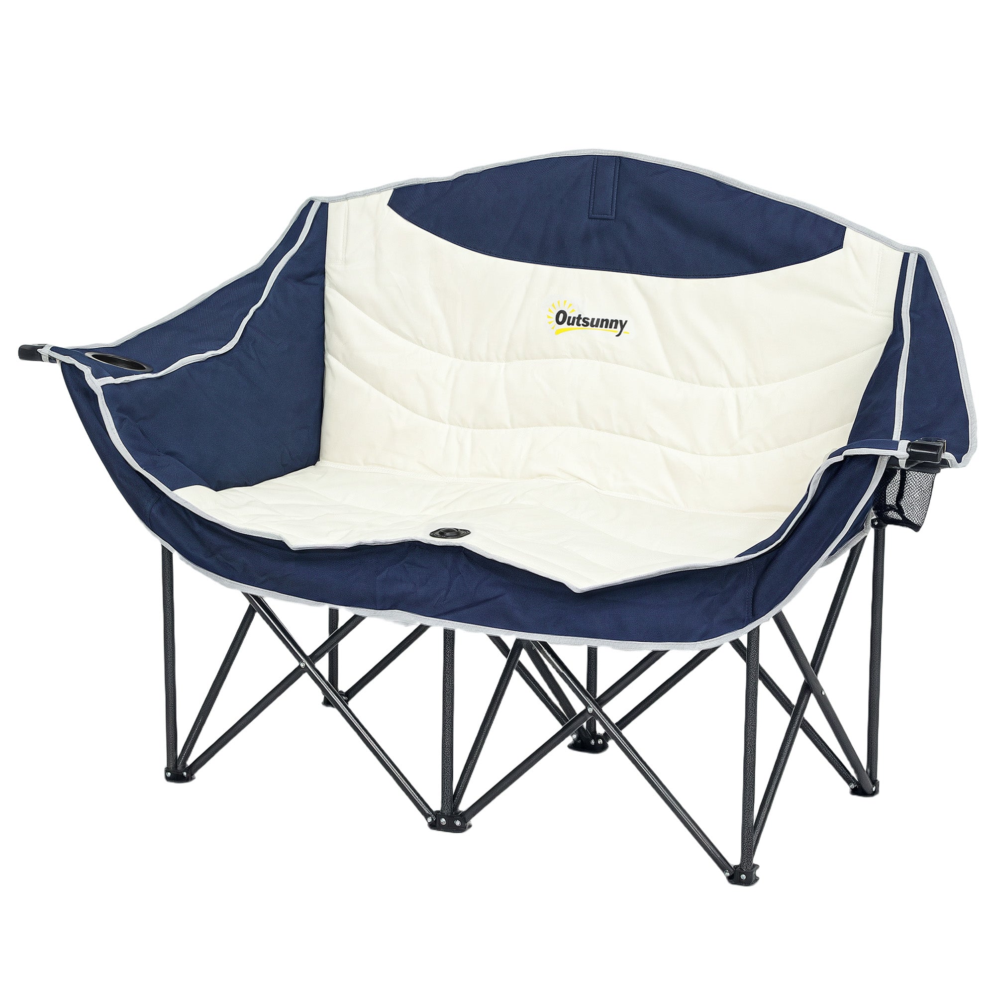 2-Seat Folding Camping Chair with Cup Holders & Carry Bag — Outdoor Folding Chair, Padded, Supports up to 250 kg (≈551 lb)