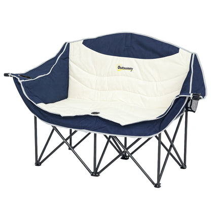 2-Seat Folding Camping Chair with Cup Holders & Carry Bag — Outdoor Folding Chair, Padded, Supports up to 250 kg (≈551 lb)