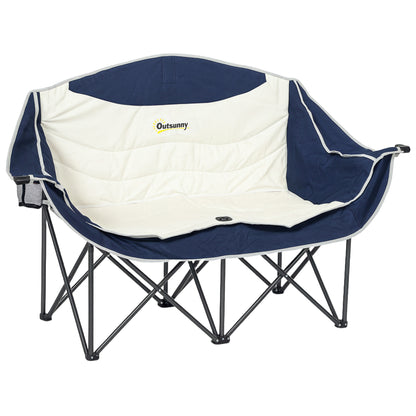 2-Seat Folding Camping Chair with Cup Holders & Carry Bag — Outdoor Folding Chair, Padded, Supports up to 250 kg (≈551 lb)