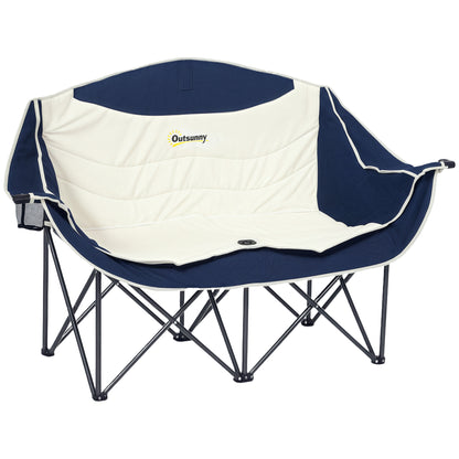 2-Seat Folding Camping Chair with Cup Holders & Carry Bag — Outdoor Folding Chair, Padded, Supports up to 250 kg (≈551 lb)