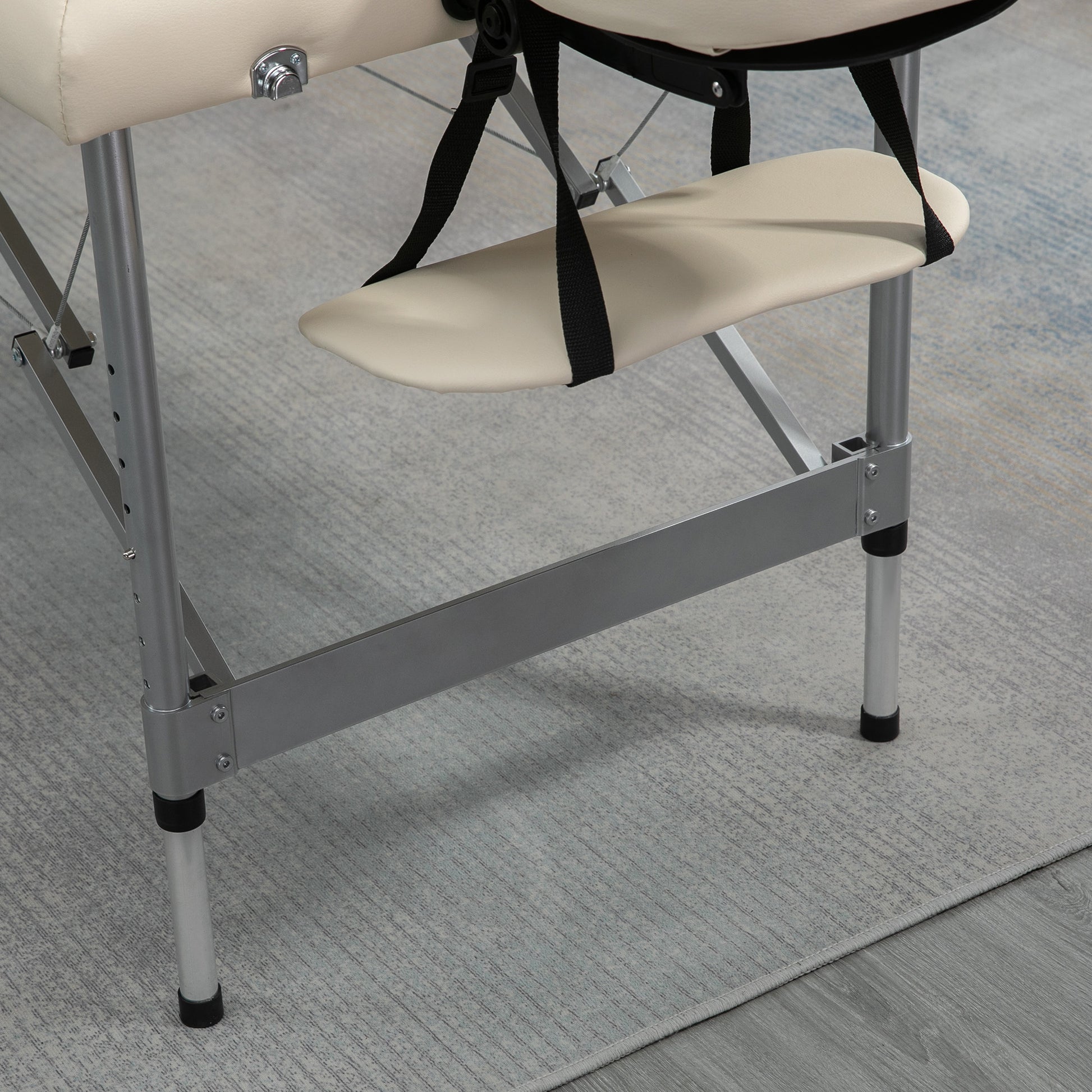 Folding Massage Table Portable Massage Bed with 7-Position Adjustable Height Headrest and Aluminum Alloy Frame for Physiotherapy Load 130 kg 186x71x62-83 cm Beige