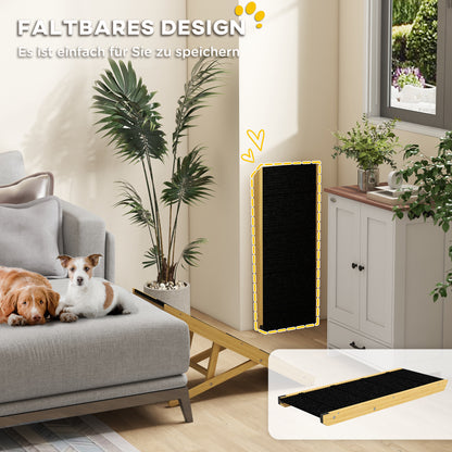 Foldable Dog Ramp, Height Adjustable Pet Ramp, Non-Slip Dog Entry Aid for Small and Medium Dogs up to 15 kg, 83.5 x 35 x 47.5 cm, Natural