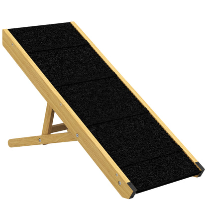 Foldable Dog Ramp, Height Adjustable Pet Ramp, Non-Slip Dog Entry Aid for Small and Medium Dogs up to 15 kg, 83.5 x 35 x 47.5 cm, Natural