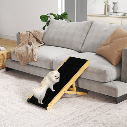 Foldable Dog Ramp, Height Adjustable Pet Ramp, Non-Slip Dog Entry Aid for Small and Medium Dogs up to 15 kg, 83.5 x 35 x 47.5 cm, Natural