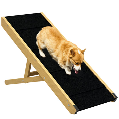 Foldable Dog Ramp, Height Adjustable Pet Ramp, Non-Slip Dog Entry Aid for Small and Medium Dogs up to 15 kg, 83.5 x 35 x 47.5 cm, Natural