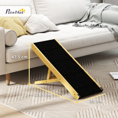Foldable Dog Ramp, Height Adjustable Pet Ramp, Non-Slip Dog Entry Aid for Small and Medium Dogs up to 15 kg, 83.5 x 35 x 47.5 cm, Natural
