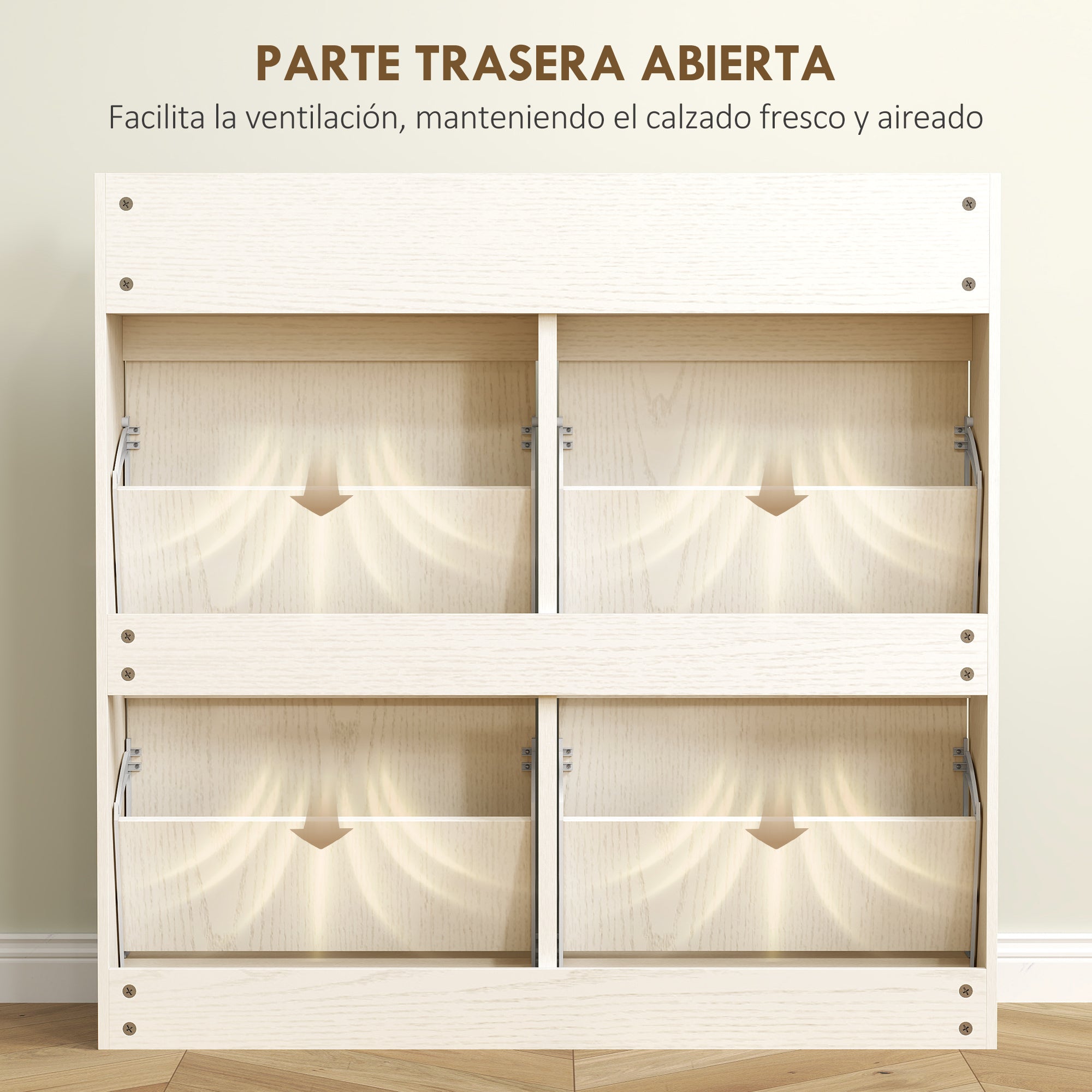 Narrow Shoe Cabinet with 4 Flip Doors Entryway Shoe Storage Cabinet with 2 Drawers for 8 Pairs of Shoes for Hallway Small Spaces 98x19.2x95.3 cm White