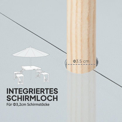 Camping Table Folding Table with 4 Chairs Foldable Garden Table Made of Aluminum Lightweight Multi-functional Table 4 Persons Side Table for Garden Patio Balcony 85.5 x 135cm Grey