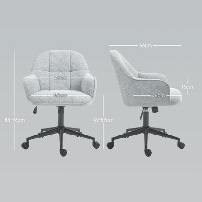 Office Chair Contemporary Design Padded Backrest Seat Height Adjustable 360° Swivel Black Base Grey Fabric Upholstery