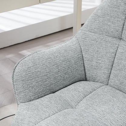 Office Chair Contemporary Design Padded Backrest Seat Height Adjustable 360° Swivel Black Base Grey Fabric Upholstery