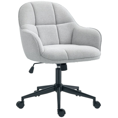 Office Chair Contemporary Design Padded Backrest Seat Height Adjustable 360° Swivel Black Base Grey Fabric Upholstery